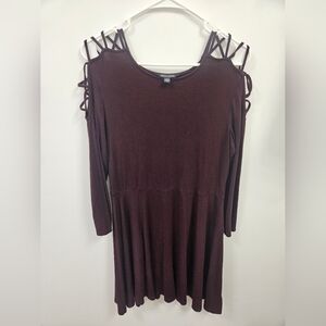 American Eagle Women's Open Detail Shoulder Dress Knee Length Maroon Size Large